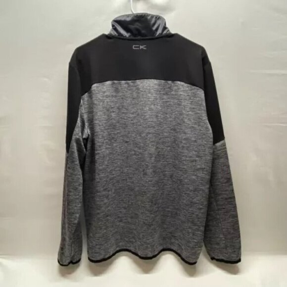 Calvin Klein 1/2 Zip Adult 44” Chest Black Gray No Size Tag Lightweight Sweater - Picture 4 of 11